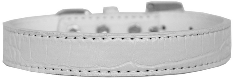 Tulsa Plain Croc Dog Collar White Size 14